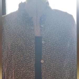 J. Crew Black Blouse with Cream Floral Print